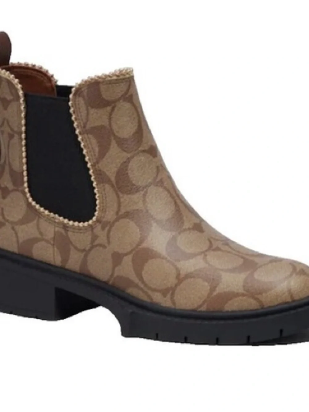 Coach Tan Signature Levi Chelsea Lug Ankle Boot